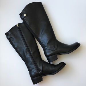 Tall Black Riding Boots, Faux Leather/Vegan